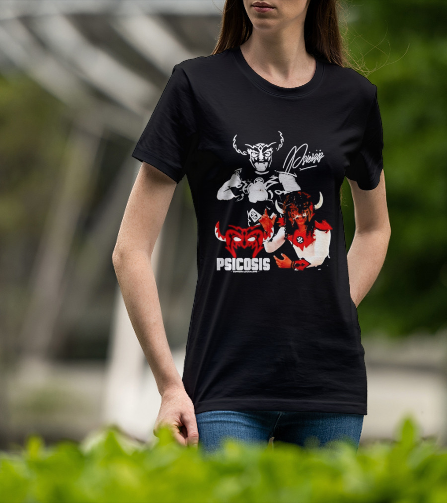 Psicosis Suprema Lucha Libre Wrestling Demon Mask Signature T-Shirt