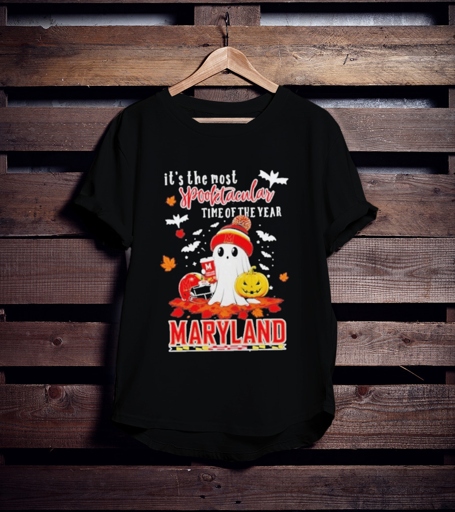 Maryland Terrapins Halloween 2026 Most Spooktacular Time Of The Year Ghost T-Shirt