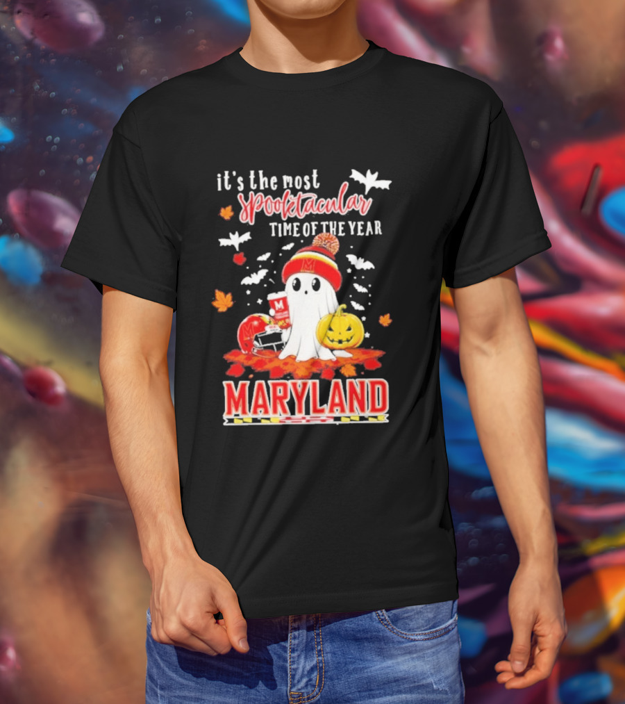 Maryland Terrapins Halloween 2026 Most Spooktacular Time Of The Year Ghost T-Shirt