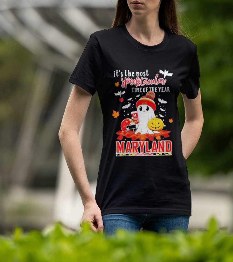 Maryland Terrapins Halloween 2026 Most Spooktacular Time Of The Year Ghost T-Shirt
