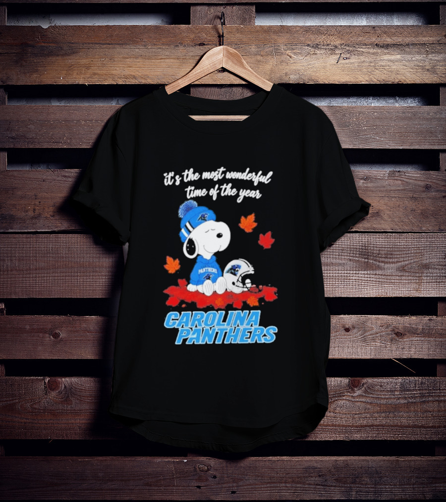 Carolina Panthers Snoopy Fall Halloween 2026 Most Wonderful Time Of The Year T-Shirt