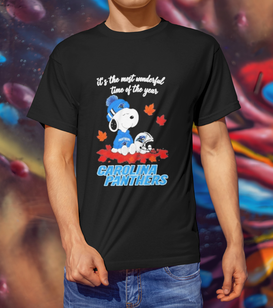 Carolina Panthers Snoopy Fall Halloween 2026 Most Wonderful Time Of The Year T-Shirt