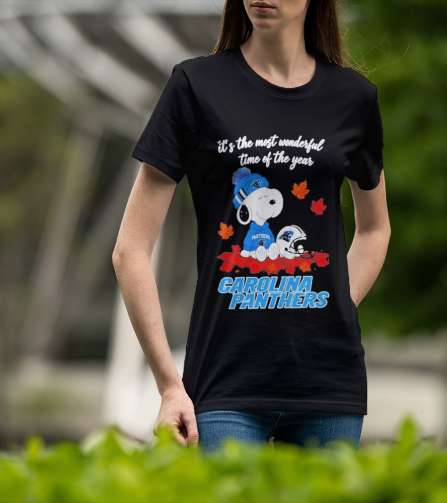 Carolina Panthers Snoopy Fall Halloween 2026 Most Wonderful Time Of The Year T-Shirt