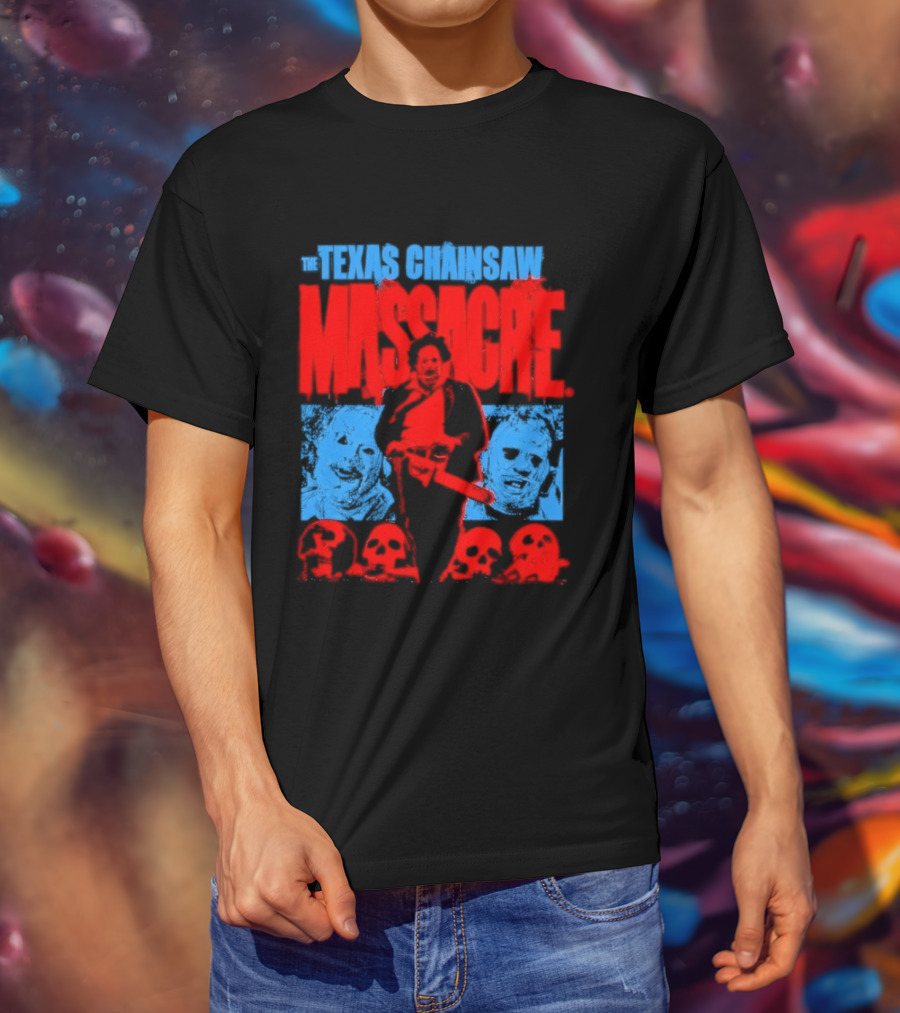 The Texas Chainsaw Massacre Leatherface Horror Movie Skulls Scene T-Shirt