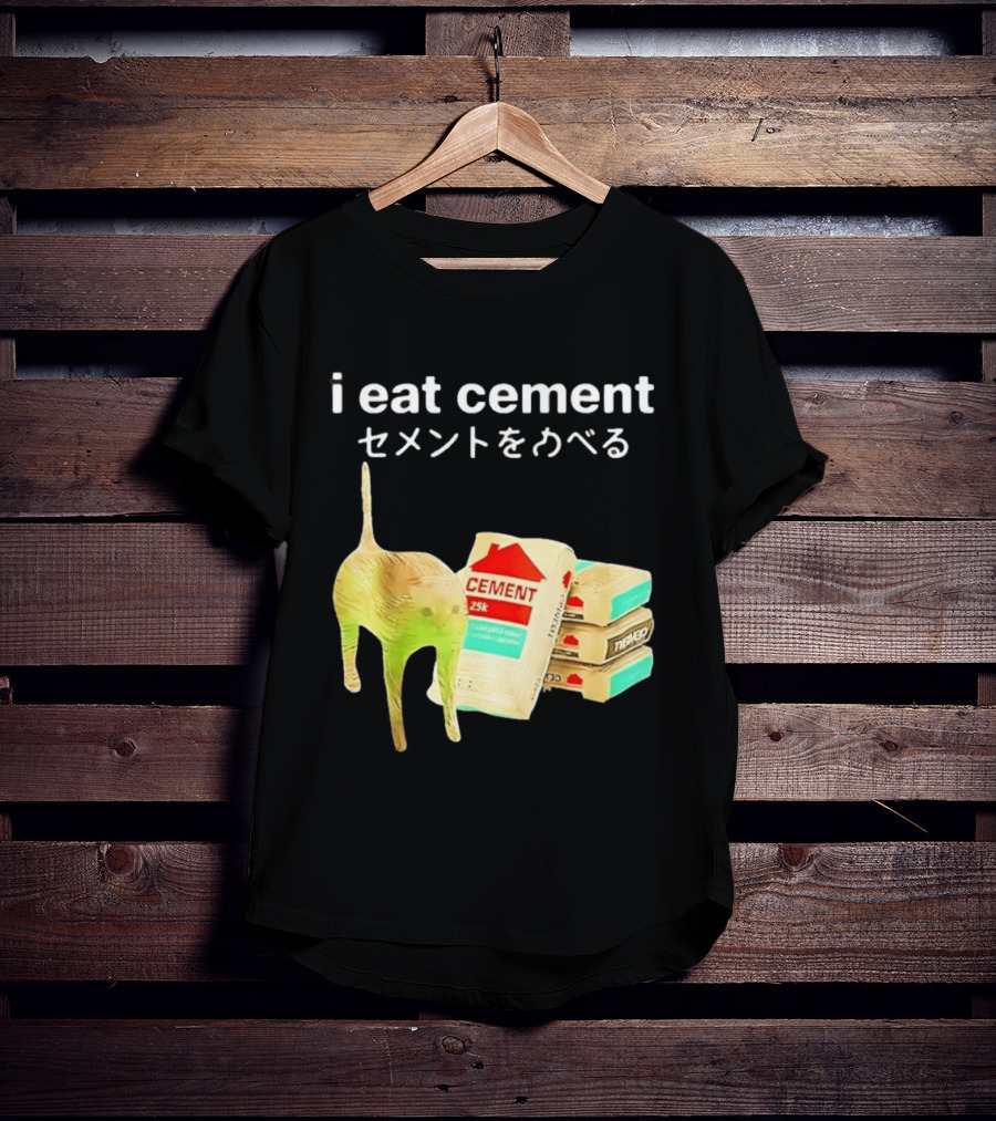 I Eat Cement Cat Meme Cursed T-Shirt