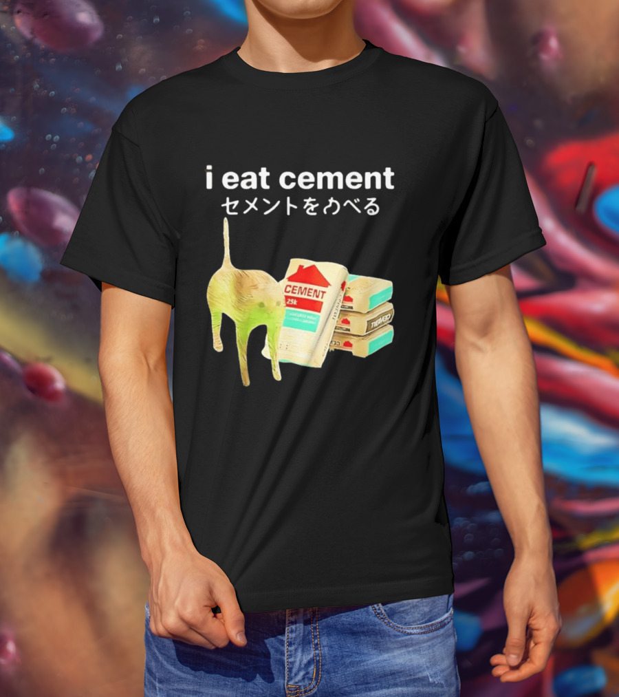 I Eat Cement Cat Meme Cursed T-Shirt