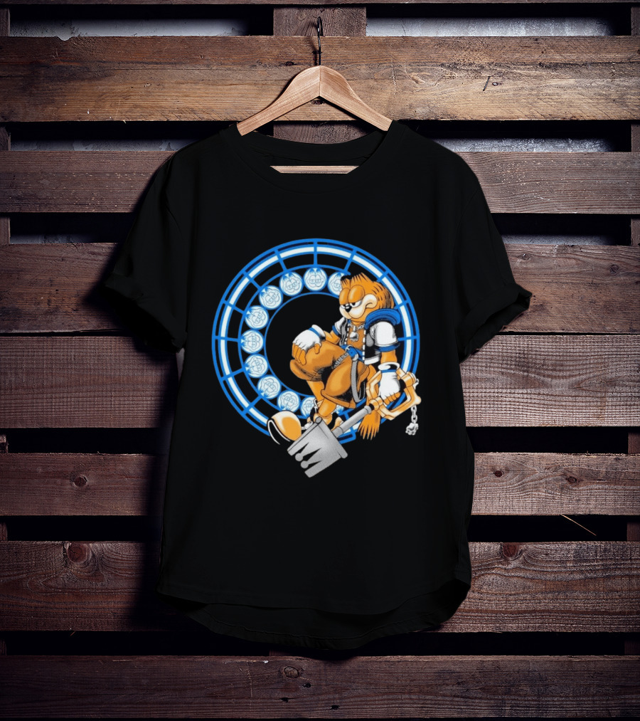 Just Another Heartless Monday Yetee Crossover With Keyblade Wielding Garfiend And Cool Blue Circles T-Shirt