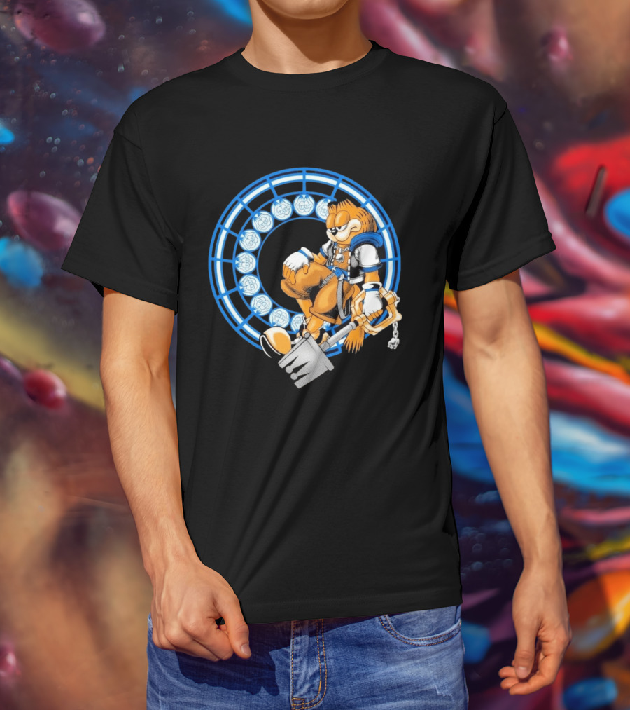 Just Another Heartless Monday Yetee Crossover With Keyblade Wielding Garfiend And Cool Blue Circles T-Shirt