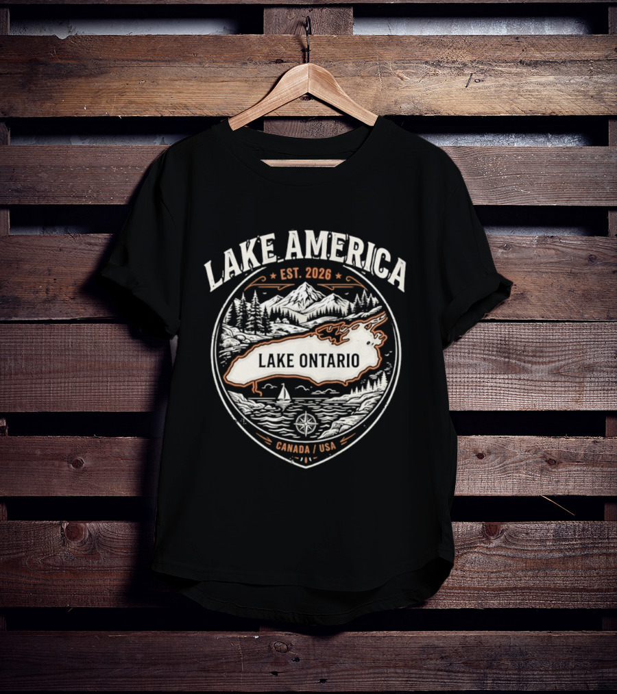 Lake America Est 2026 Lake Ontario Canada USA Scenic T-Shirt