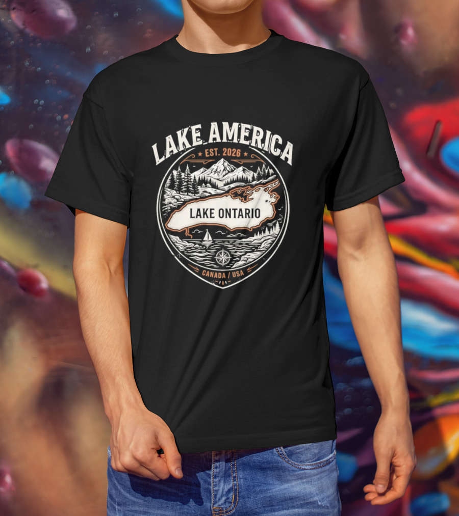 Lake America Est 2026 Lake Ontario Canada USA Scenic T-Shirt