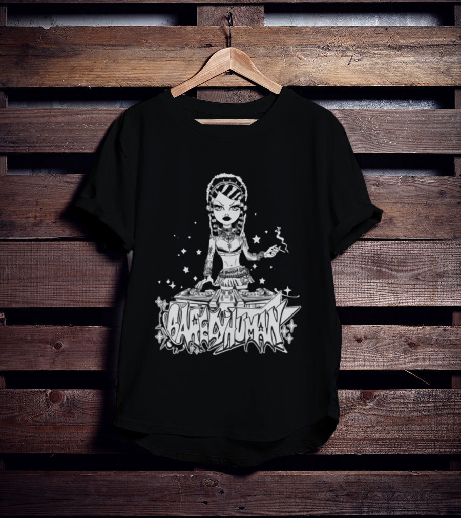 6Arelyhuman Digital Dancer Doll Tattoo Style DJ Aesthetic T-Shirt
