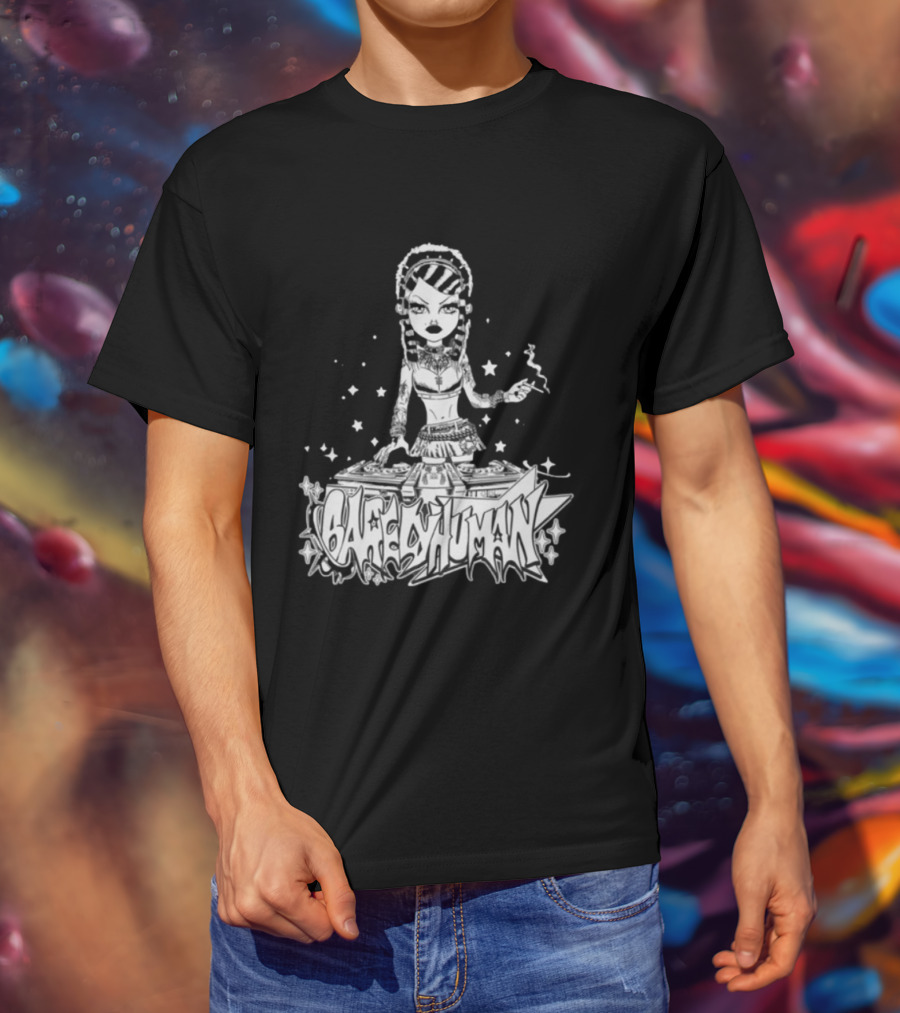 6Arelyhuman Digital Dancer Doll Tattoo Style DJ Aesthetic T-Shirt