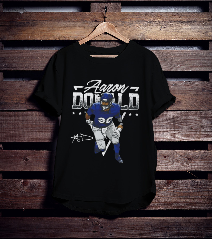 Aaron Donald Halftone Distressed Stars Player Photo T-Shirt