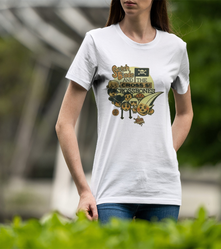 Switchblade And The Crossbones 1964 MFE Cartoon Characters With Skull Flag T-Shirt