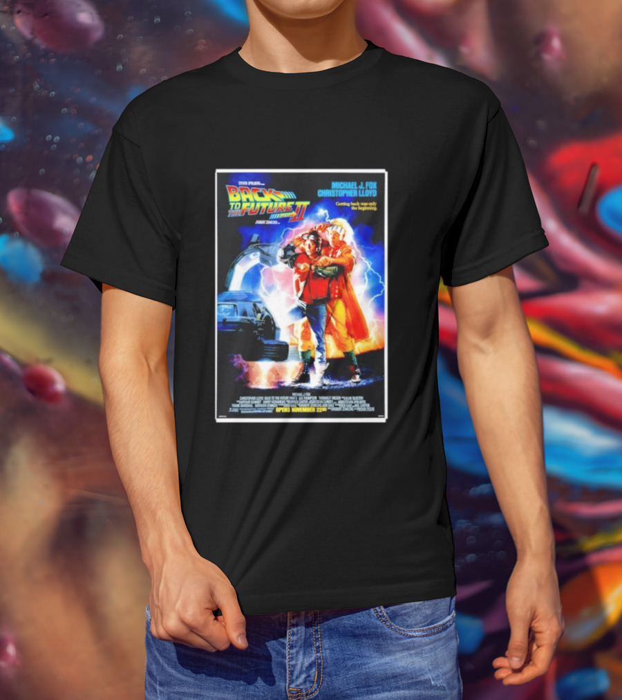 Back To The Future Part II Movie Michael J Fox Christopher Lloyd DeLorean Time Machine November 22 Spielberg T-Shirt