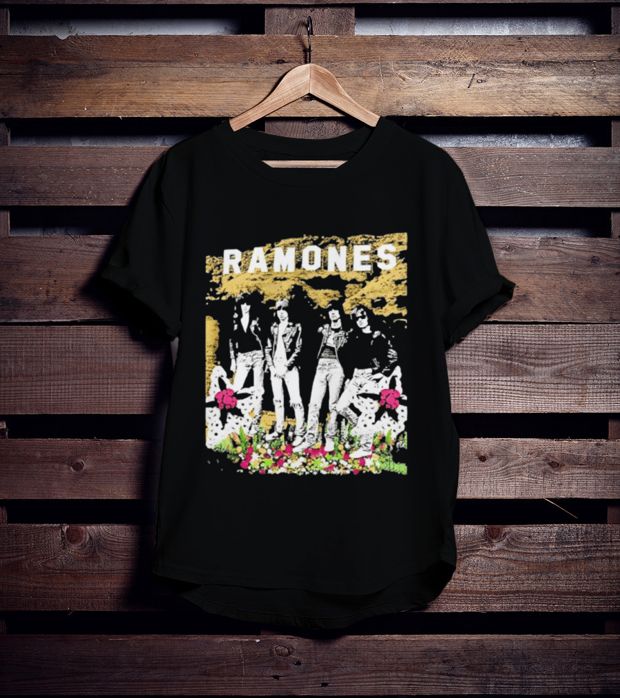 Ramones Floral Punk Rock Music Band T-Shirt