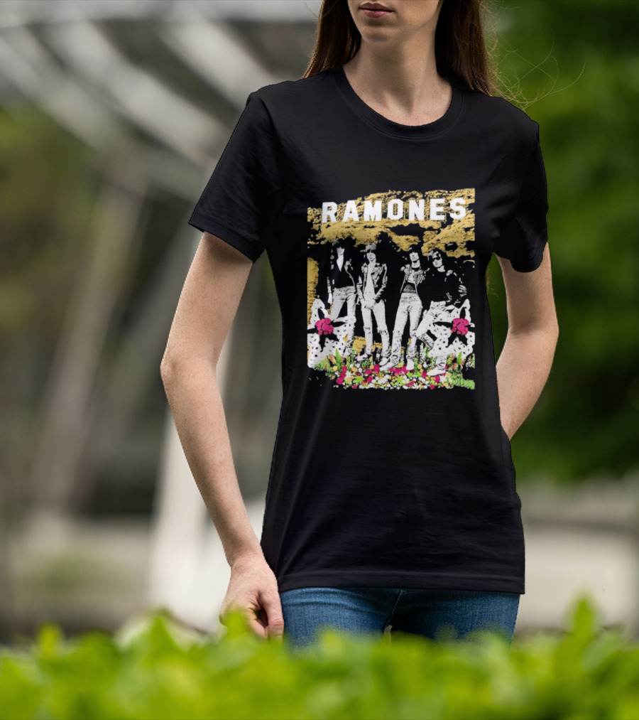 Ramones Floral Punk Rock Music Band T-Shirt