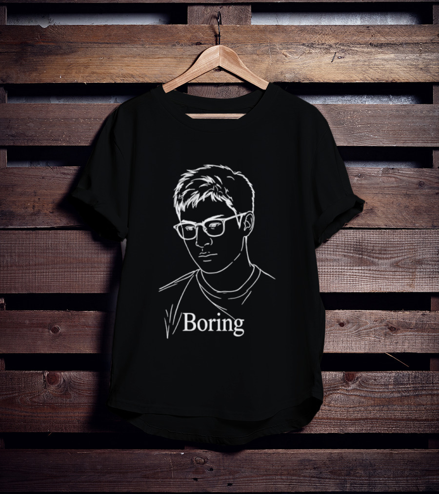 Boring Minimalist Line Art Portrait With Glasses T-Shirt
