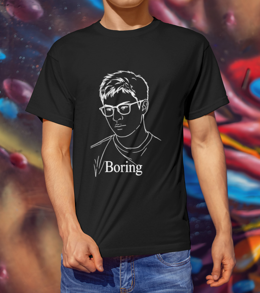 Boring Minimalist Line Art Portrait With Glasses T-Shirt