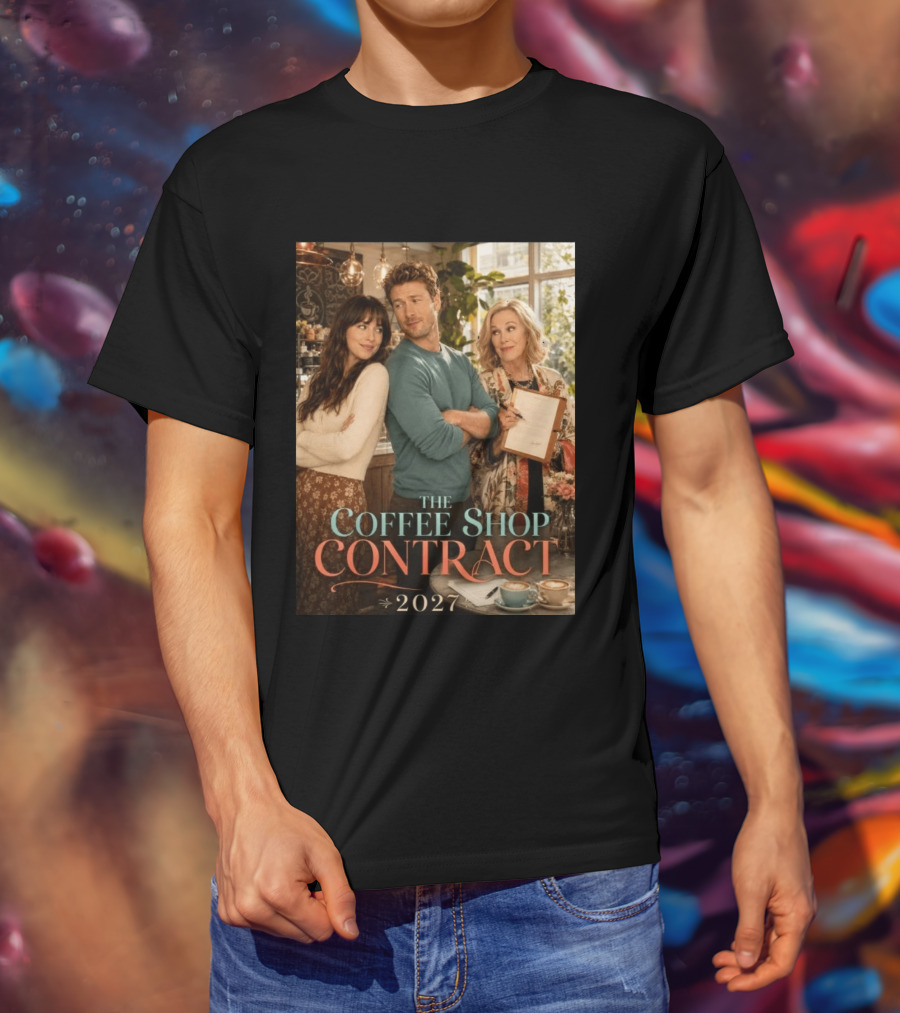The Coffee Shop Contract 2027 Cozy Romantic Comedy Scene T-Shirt