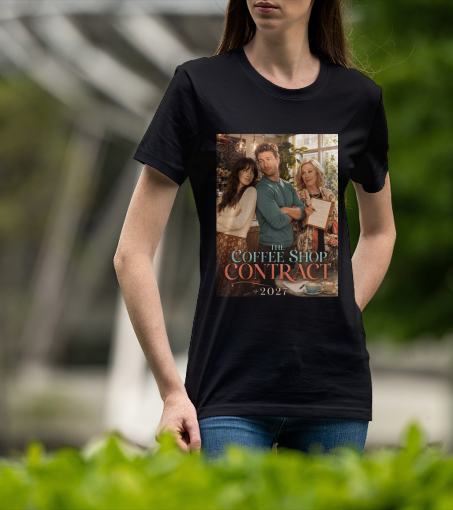 The Coffee Shop Contract 2027 Cozy Romantic Comedy Scene T-Shirt