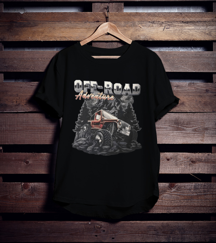 OFF ROAD Adventure Orange 4×4 Vehicle On Rocks Rugged Exploration T-Shirt