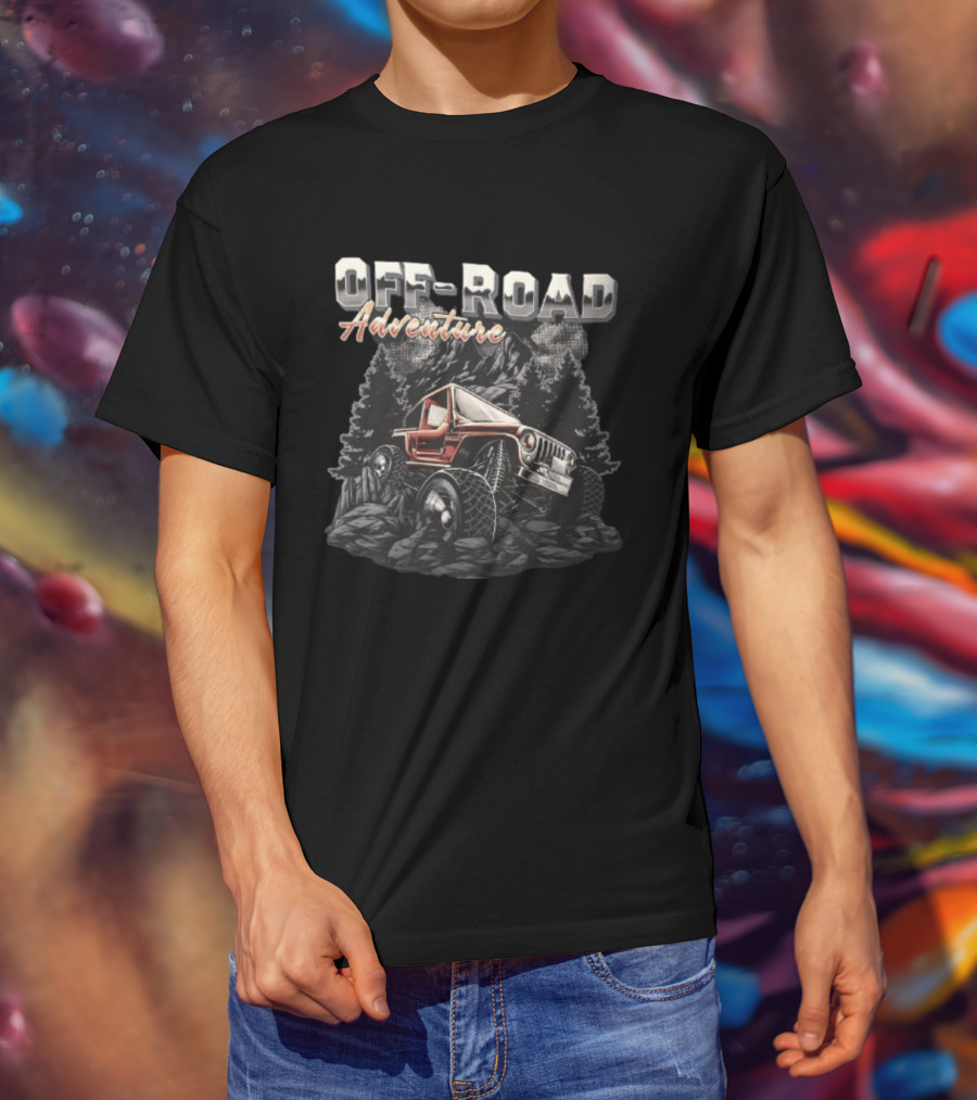 OFF ROAD Adventure Orange 4×4 Vehicle On Rocks Rugged Exploration T-Shirt