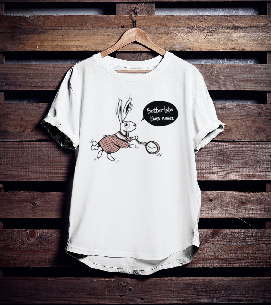 Better Late Than Never Rabbit Pocket T-Shirt