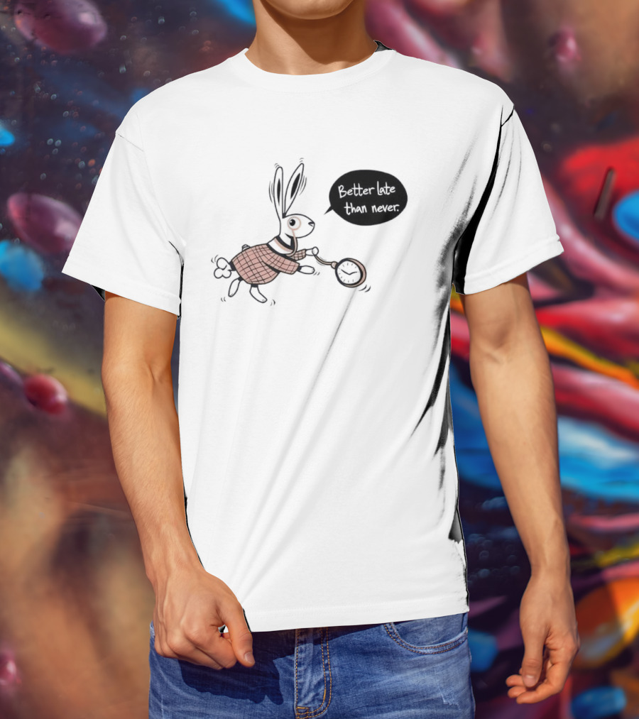Better Late Than Never Rabbit Pocket T-Shirt