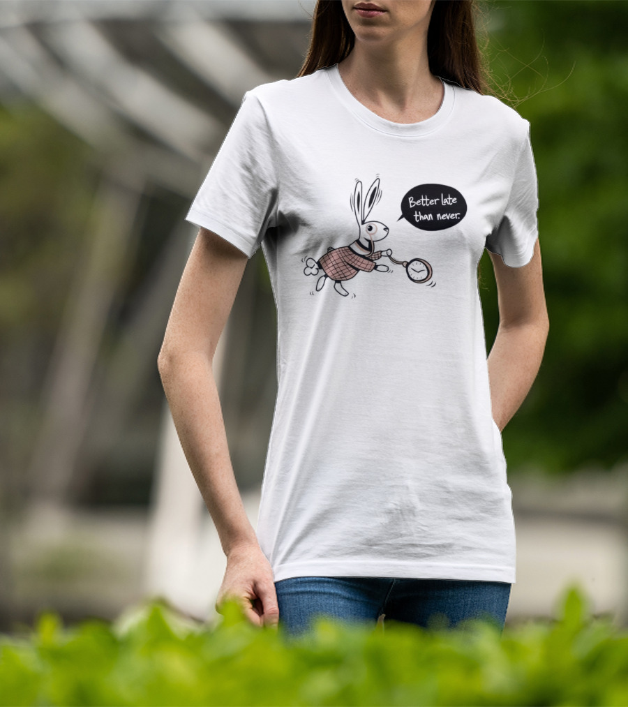 Better Late Than Never Rabbit Pocket T-Shirt