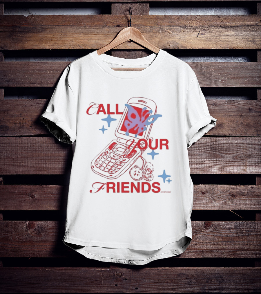 Call Your Friends Butterfly Flip Phone Stars T-Shirt