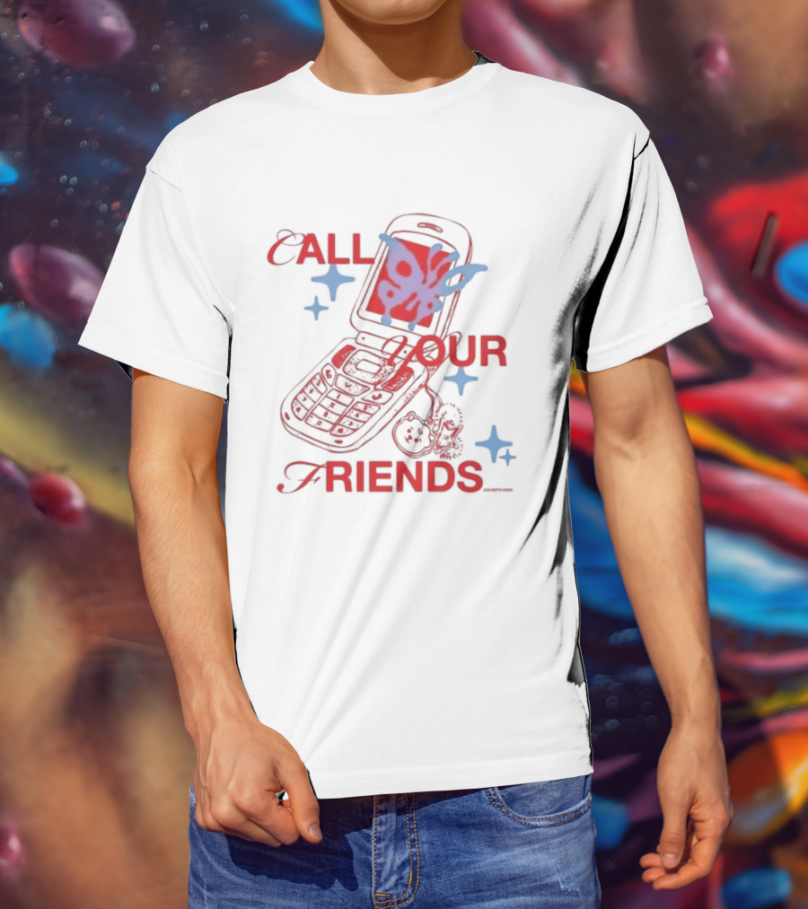 Call Your Friends Butterfly Flip Phone Stars T-Shirt