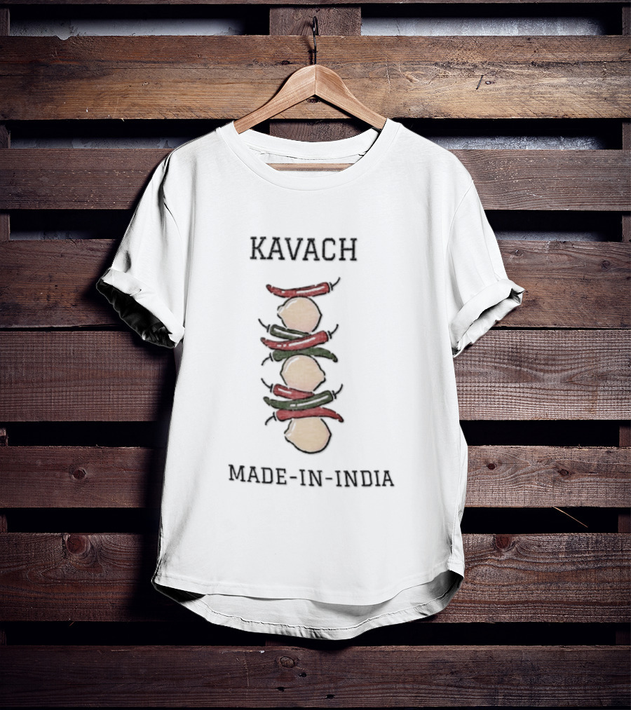 Kavach Made In India Cartoon Stacked Lemons And Chili Peppers T-Shirt