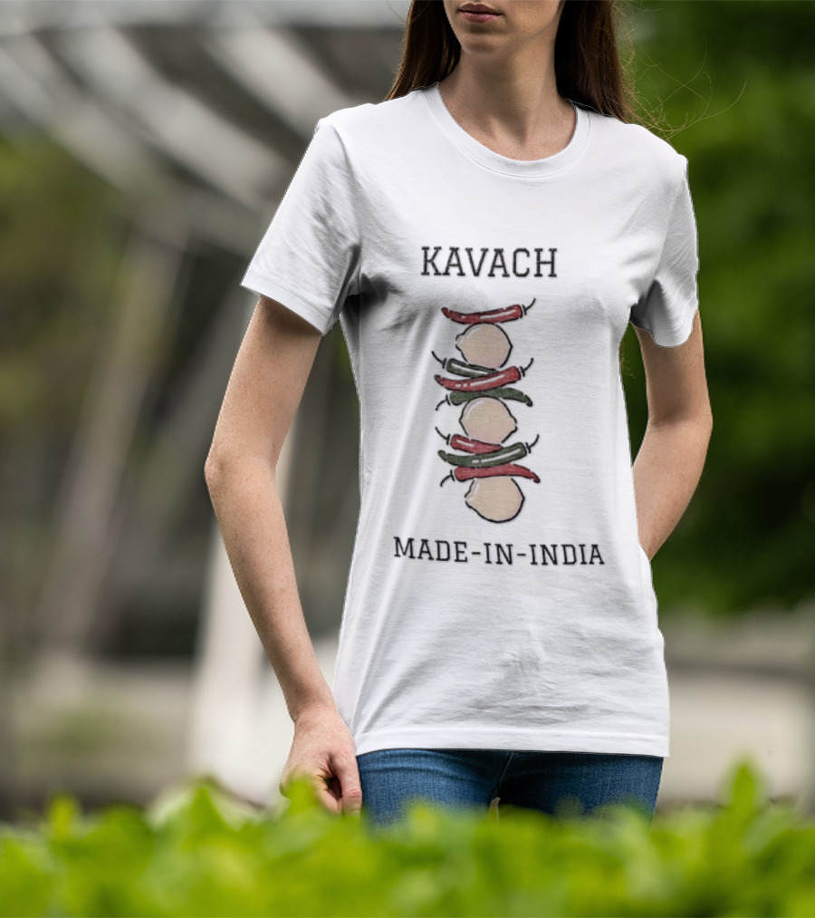 Kavach Made In India Cartoon Stacked Lemons And Chili Peppers T-Shirt