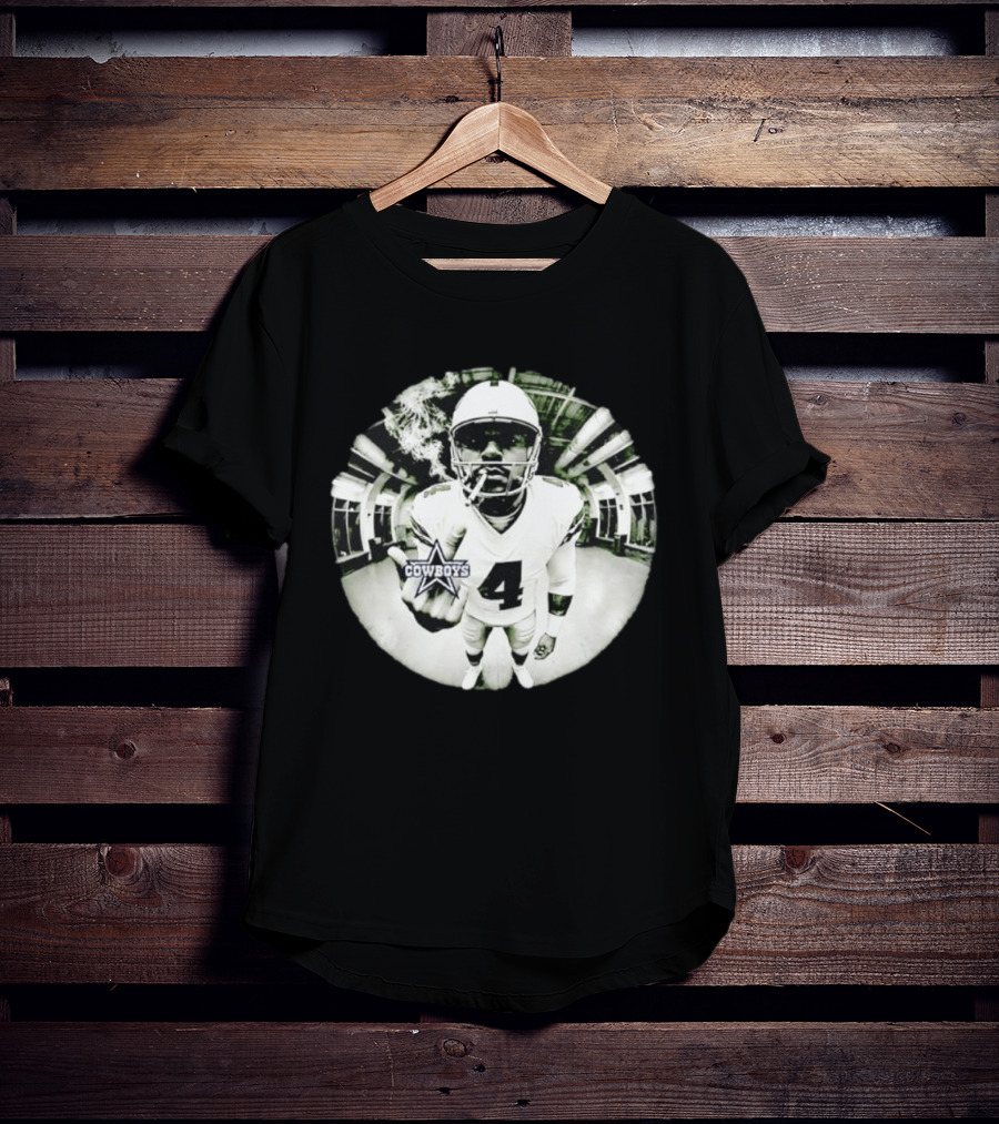 Dak Prescott Cowboys Number 4 Smoking وسط البنية التحتية T-Shirt