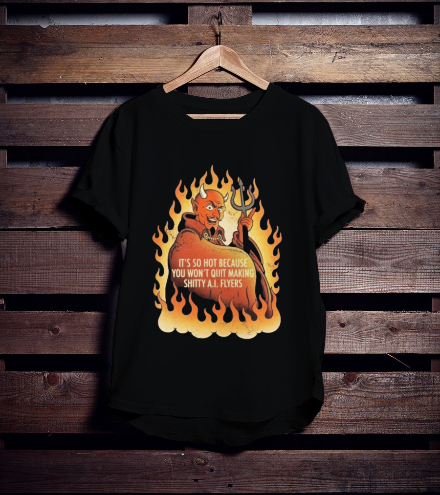 Devil It's So Hot Because You Won't Quit Making Shitty AI Flyers T-Shirt