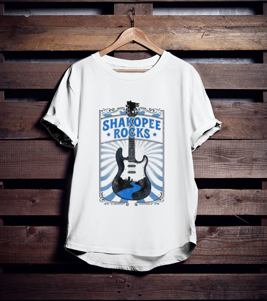 Shakopee Rocks Guitar Minnesota Rock And Roll Stripes T-Shirt
