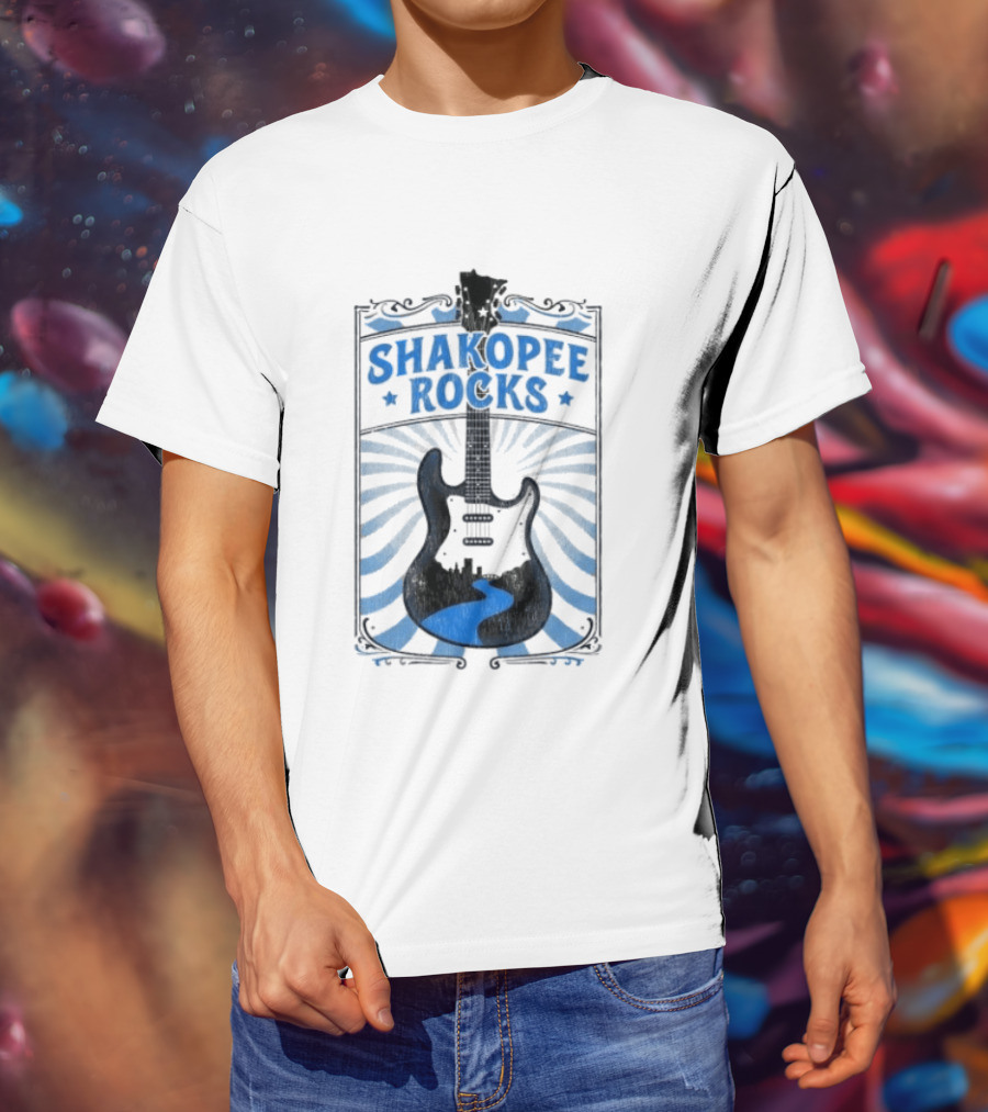 Shakopee Rocks Guitar Minnesota Rock And Roll Stripes T-Shirt