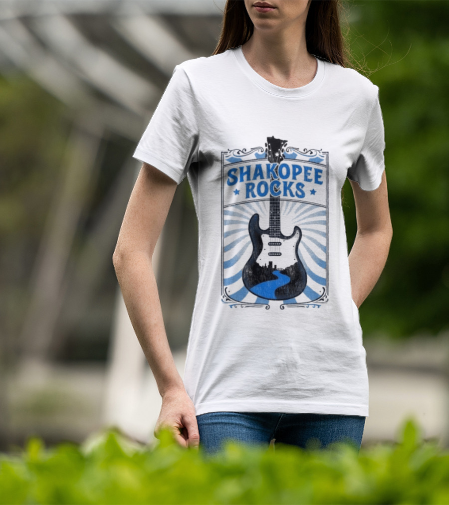 Shakopee Rocks Guitar Minnesota Rock And Roll Stripes T-Shirt