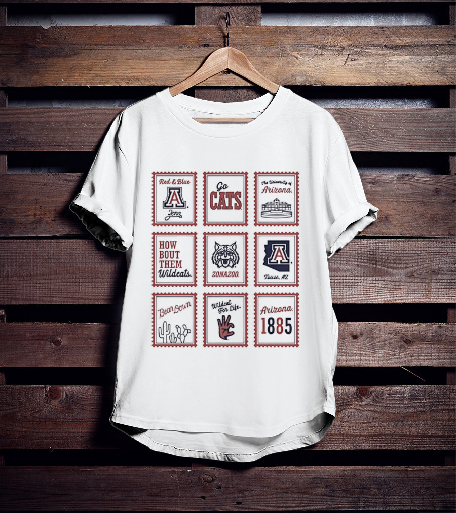 Arizona Wildcats Bear Down University Collection Go Cats Stamp Arizona 1885 Wildcats T-Shirt