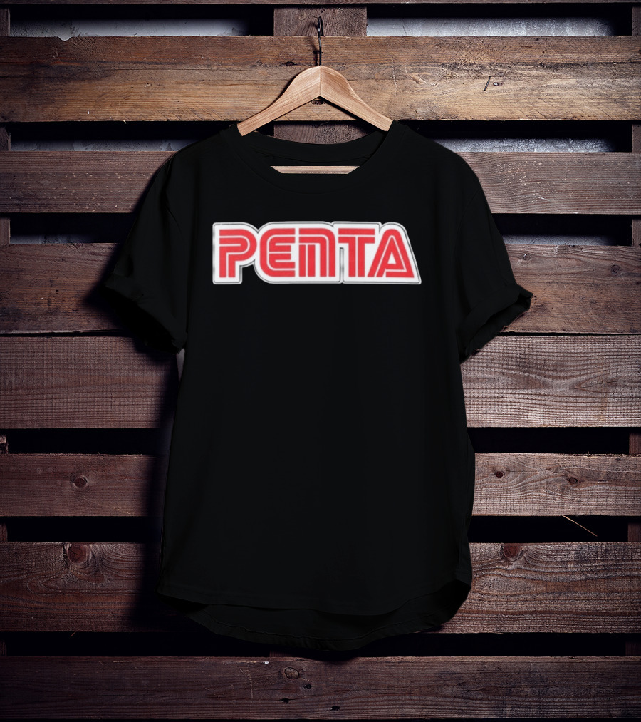 Penta Brand Retro 70s Style Bold Red Lettering T-Shirt