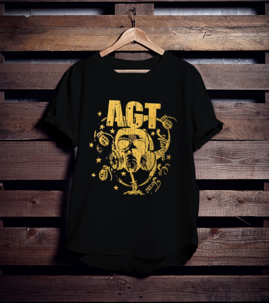 AGT Distressed Gas Mask Grenades Biohazard Stars T-Shirt