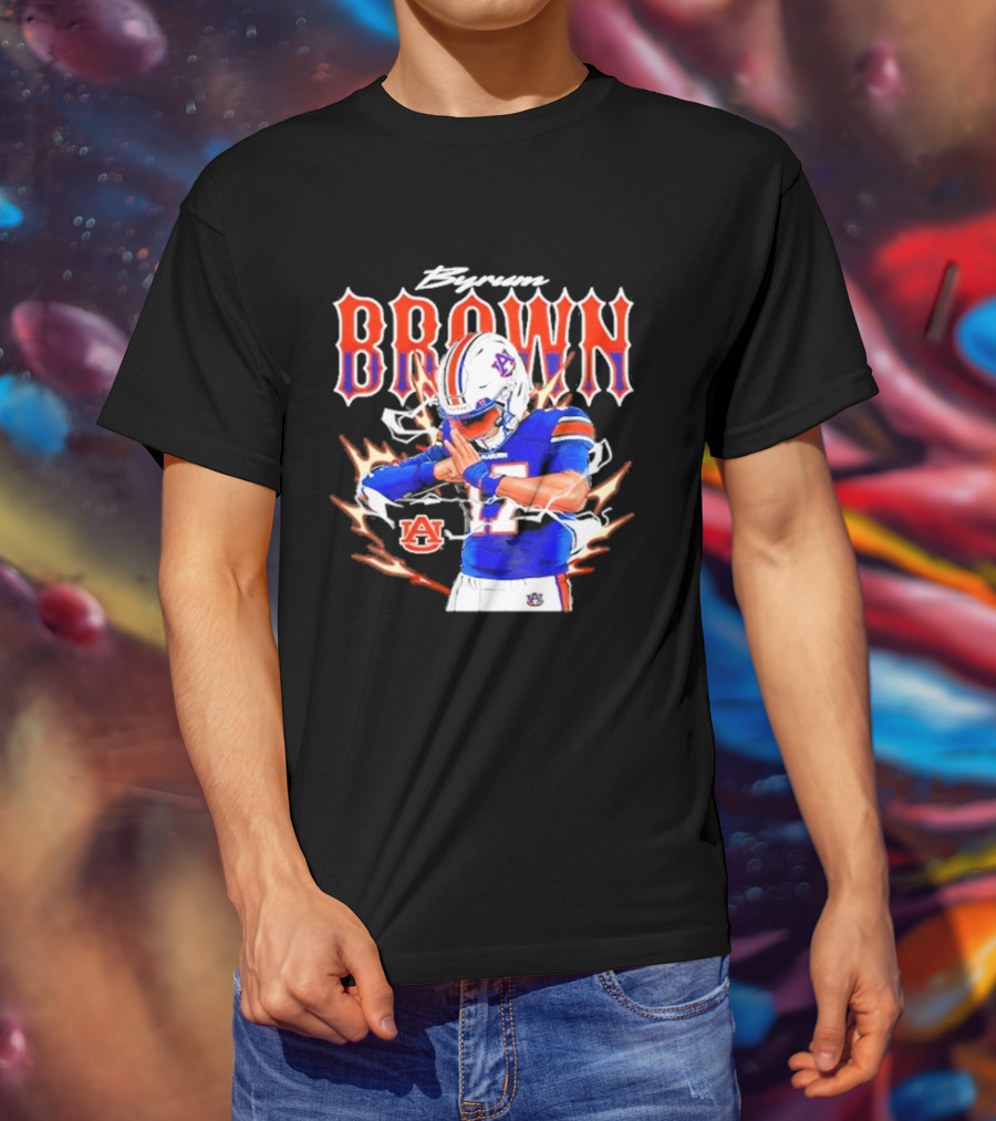 Auburn Tigers Byrum Brown Football Player Comic T-Shirt
