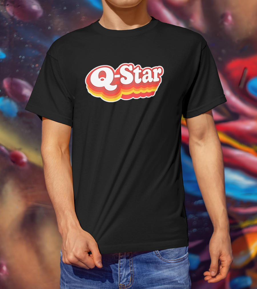 Q Star Vintage Retro Bold Font T-Shirt