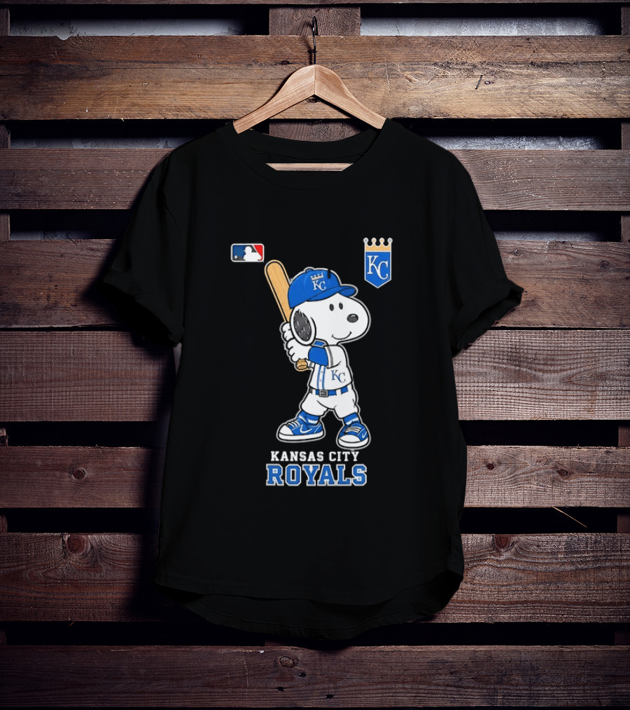 Snoopy Wearing Kansas City Royals Baseball Jersey Player MLB T-Shirt