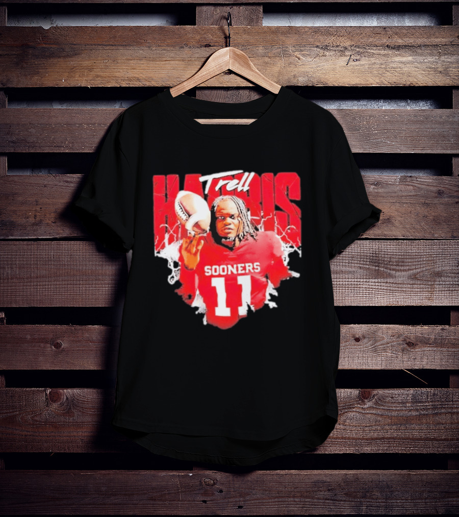 Trell Harris Oklahoma Sooners NCAA Football Player 11 Lightning T-Shirt