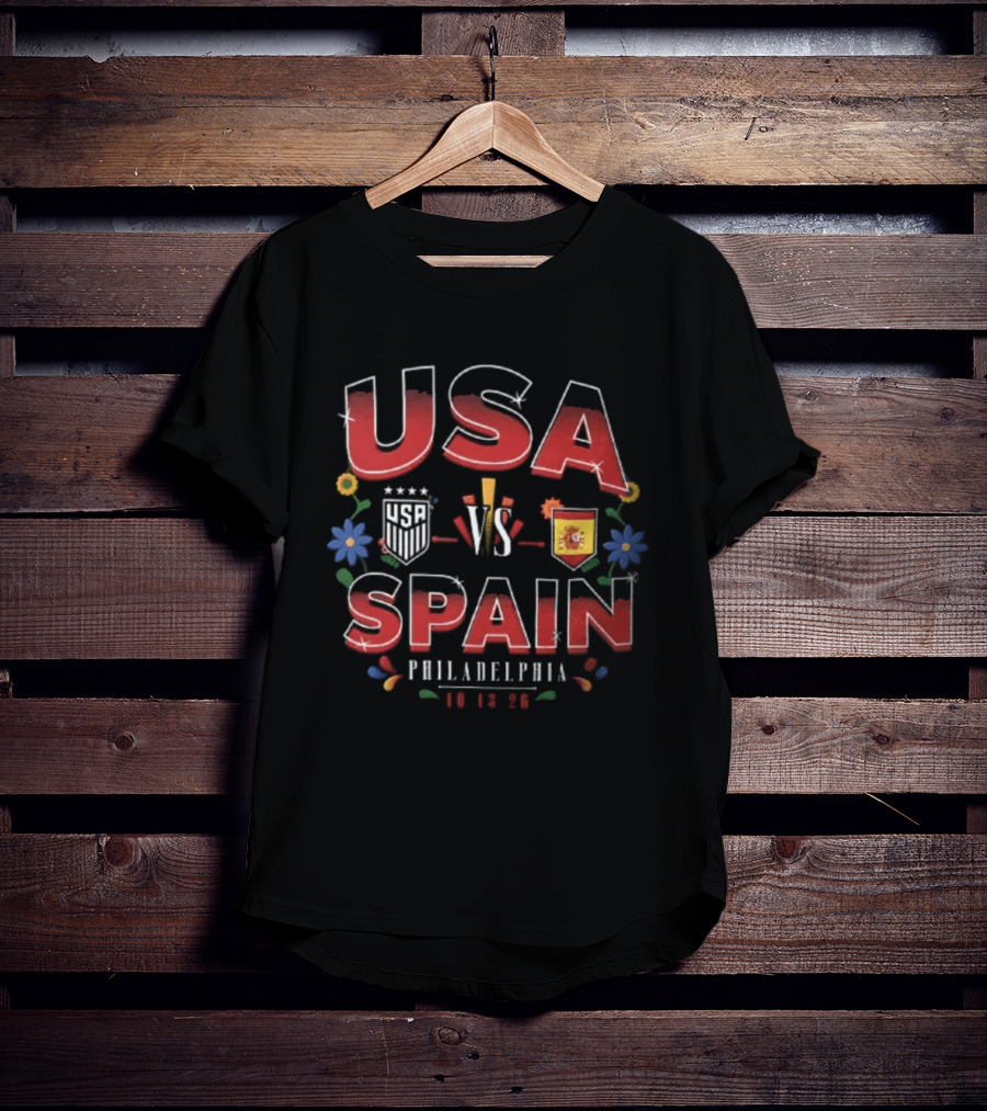 USA VS Spain Philadelphia October 18 2026 Floral Border T-Shirt