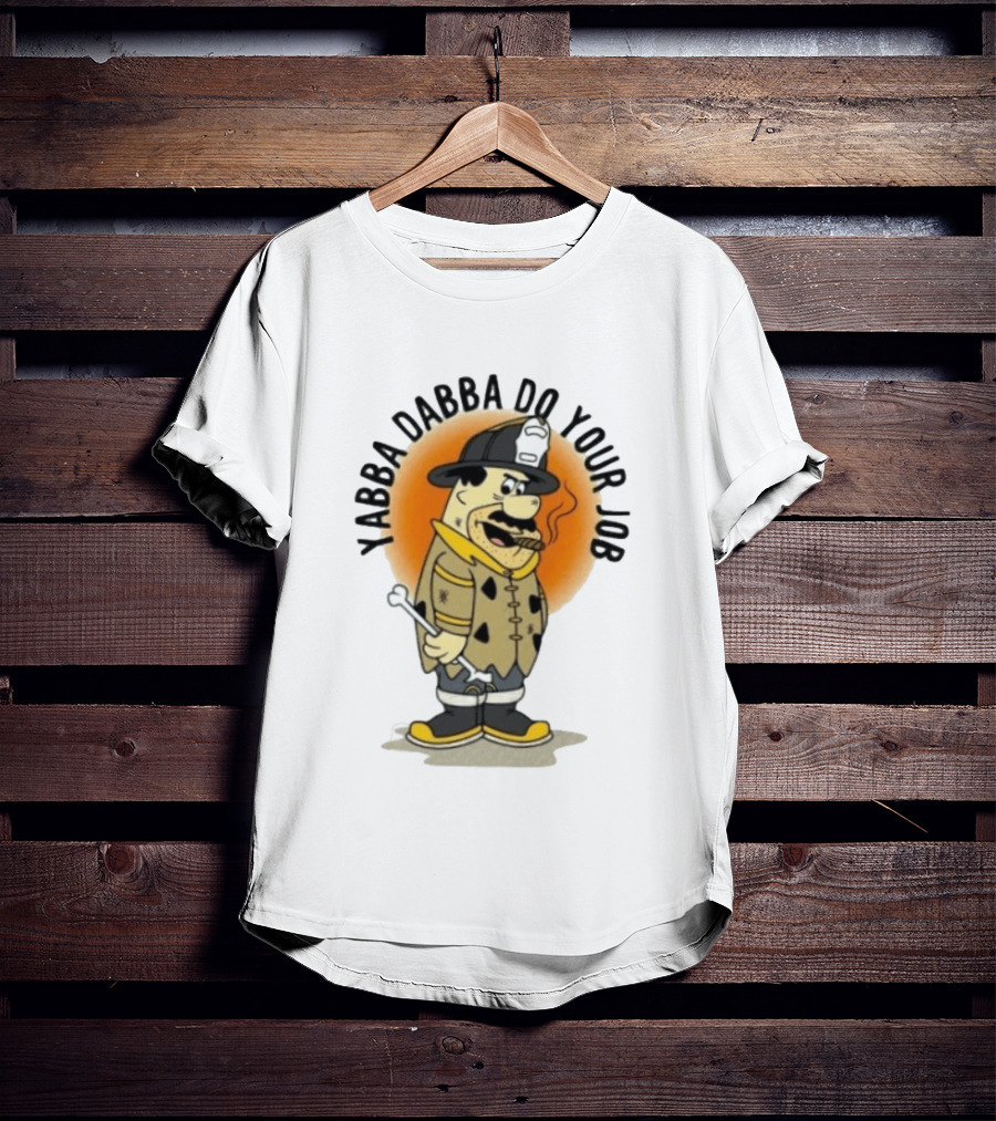 Flintstones Firefighter Yabba Dabba Do Your Job Smoking Cartoon T-Shirt
