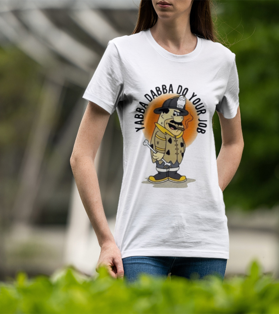 Flintstones Firefighter Yabba Dabba Do Your Job Smoking Cartoon T-Shirt