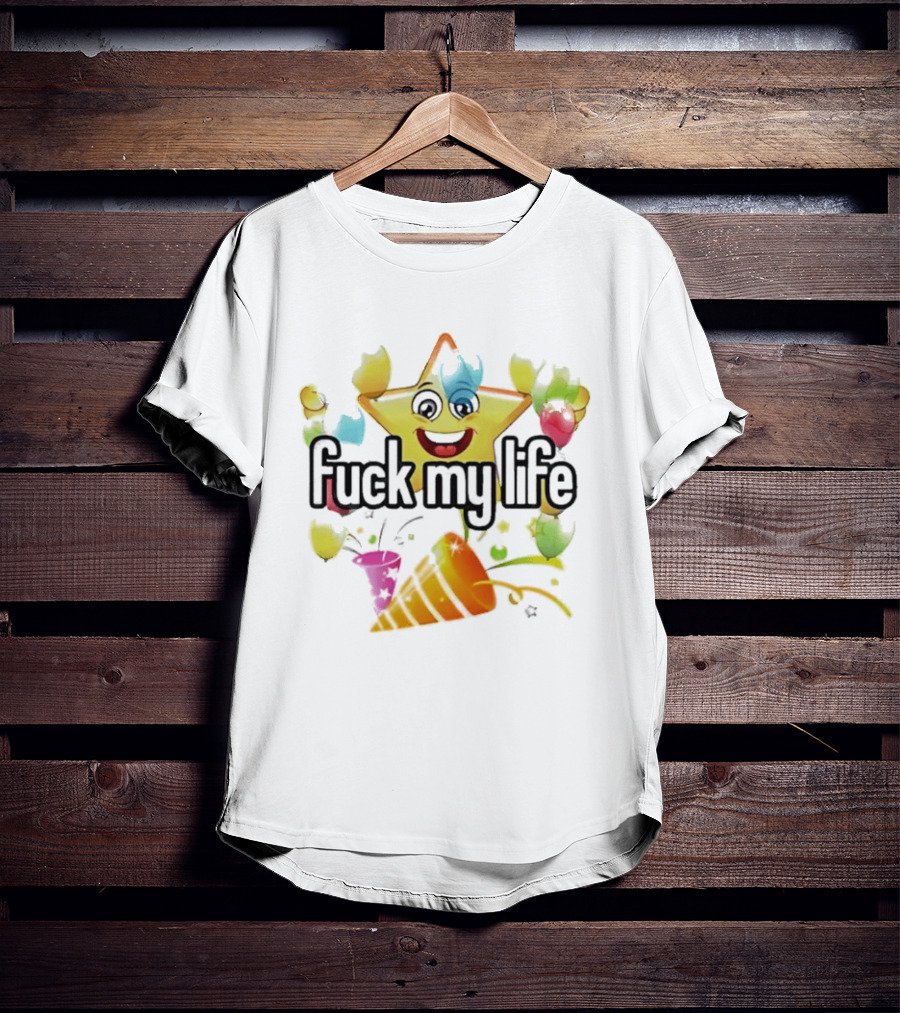 Fuck My Life Star Happy Face Color Splash T-Shirt